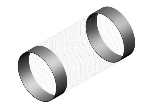 Zylindrisches Sieb von Bosch mit zwei runden Enden, das durch ein gitterartiges Muster verbunden ist, möglicherweise für Filtrationszwecke in technischen Anwendungen.